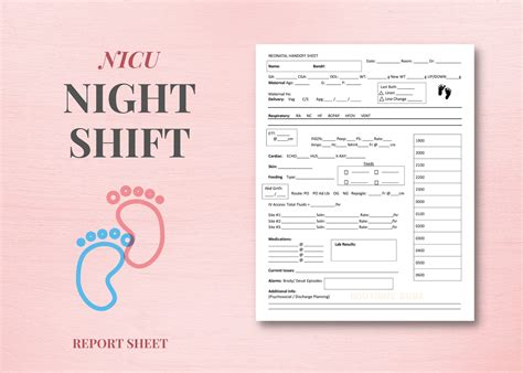 Neonatal Icu Night Shift Report Sheet Nicu Nurse Handoff Report Sheet