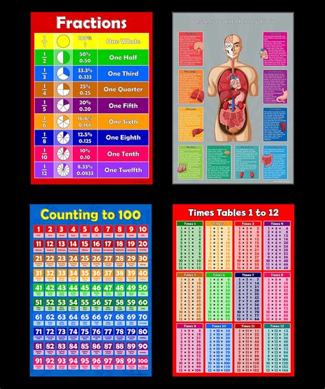 Buy Colourful Educational Poster Pack Of 12 For Kids Learning Charts