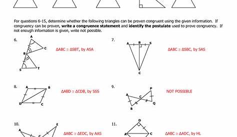 Congruent Triangles Worksheet With Answers geometry worksheets for