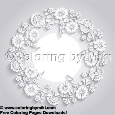 Krans kleurplaat advent bloemenkrans kleurplaat dwac me. 3D Flower Wreath Coloring Page #1734 | コロリアージュ、ゼンタングル、スケッチ