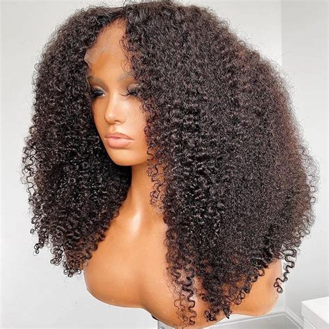 Natural 4c Curly Hair Transparent Lace Front Wig 13x4 Lace Etsy