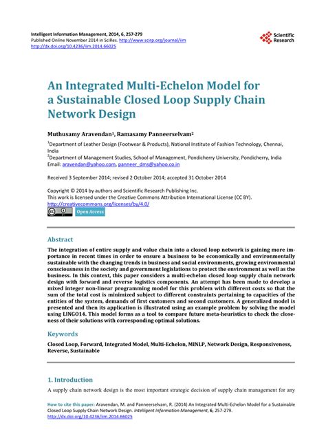 Pdf An Integrated Multi Echelon Model For A Sustainable Closed Loop