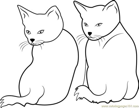 Two Cats Staring Backward Coloring Page For Kids Free Cat Printable