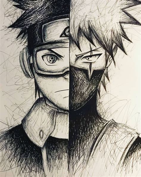 Sasuke Kakashi Naruto Drawing