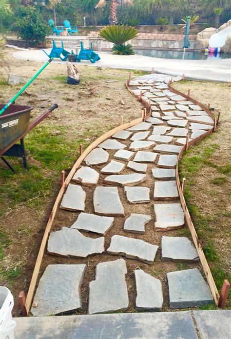 The Beginnings Of My First Concrete Mosaic Rock And Stone Path Project