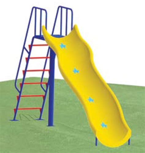 Yellow And Blue Straight Frp Crescent Slide For Playground Age Group