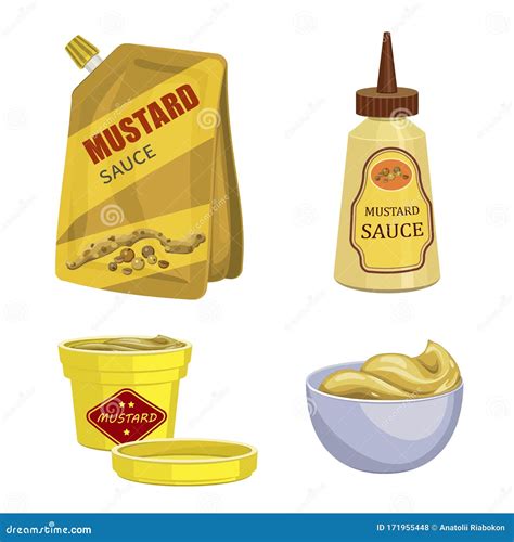 Mustard Icons Set Cartoon Style Stock Vector Illustration Of Food