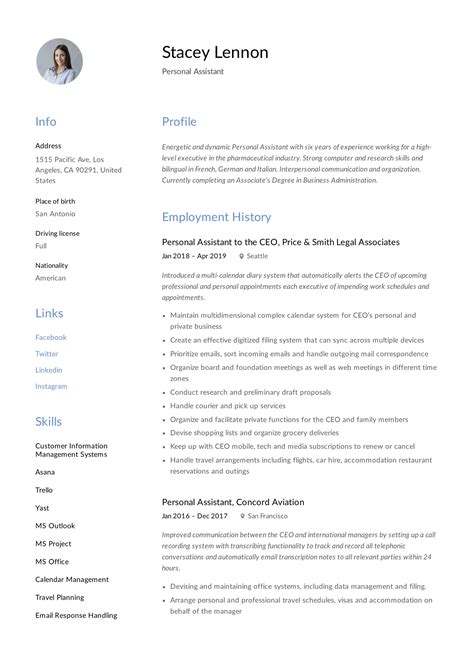 Work, and community and volunteer experience. Personal Assistant Resume & Writing Guide | +12 TEMPLATES | PDF | '19