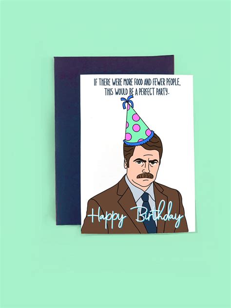 Ron Swanson Birthday Card Etsy