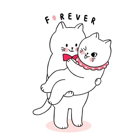 Premium Vector Cartoon Cute Valentines Day Lover Cats Hugging Vector
