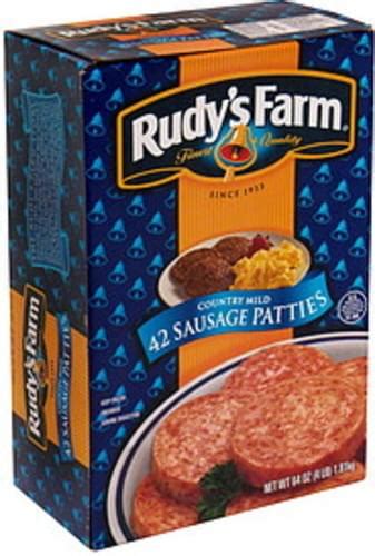 Rudys Farm Country Mild Sausage Patties 42 Ea Nutrition Information