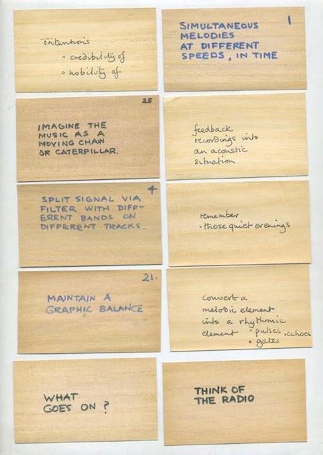 How brian eno explains obama's syria policy. Brian Eno and Peter Schmidt's 'Oblique Strategies,' the original handwritten cards | Dangerous Minds