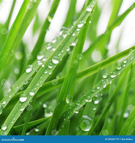 Natures Jewels Dew Drops On Green Grass Stock Illustration