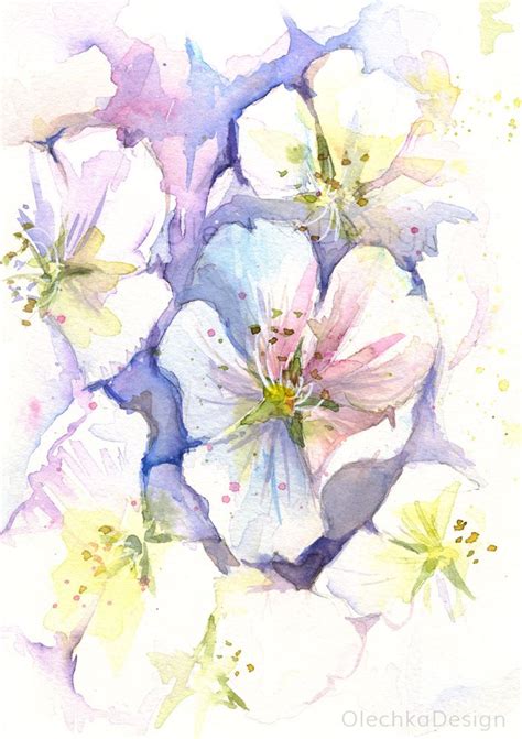 Floral Watercolor Paintings Olechka Design Abstract Flower Art