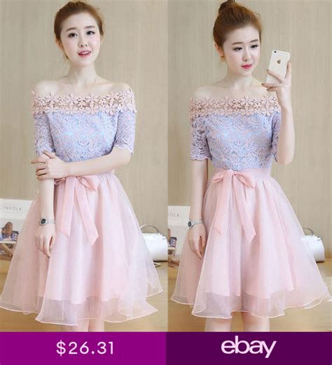 New Fashion Women Korean Off Shoulder Lace Dress Bowknot Party