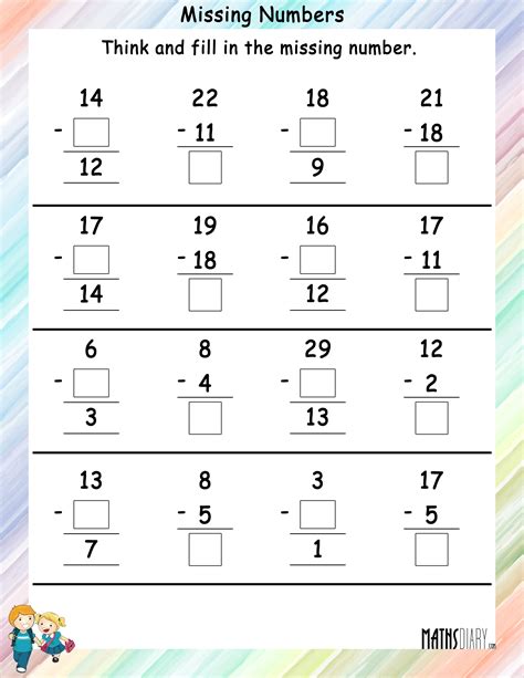 Math Fill In Missing Numbers Worksheet 4th Grade