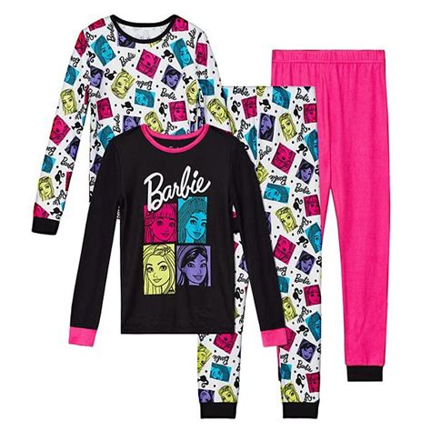Girls 4 10 Barbie 4 Piece Pajama Set