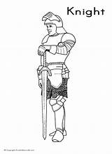 Knight Sword Handed Two Colouring Medieval Coloring Pages Knights sketch template