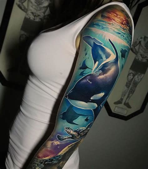 Underwater World Sleeve Tattoos For Women Turtle Tattoo Designs