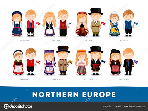 Europeans In National Clothes Northern Europe Stock Vector Image By