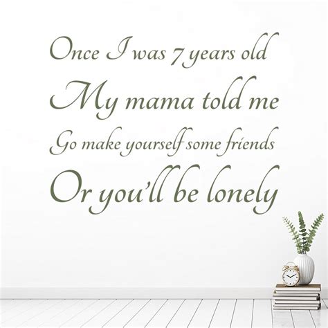 7 Years Old Wall Sticker Lukas Graham Song Lyrics Wall Decal Pop Music