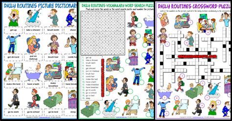 Daily Routines Esl Vocabulary Worksheets