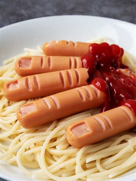 Halloween Sausage Fingers Spaghetti