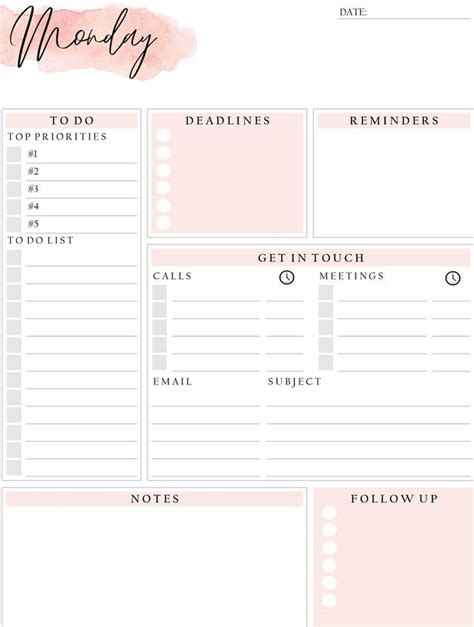 Editable Daily Planner To Do List Printable Productivity Etsy Study