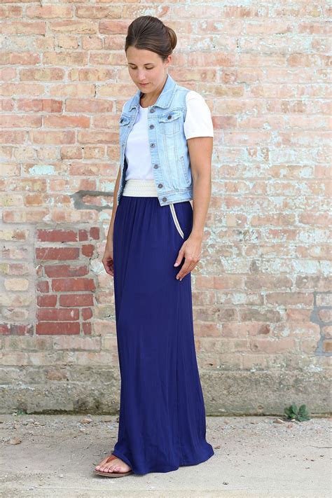 Kelly Modest Long Skirt Crochet Waistband Long Maxi Skirt Sizes 4 16