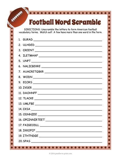 Free Printable Nfl Teams Crossword Football Word Search Vocabulary