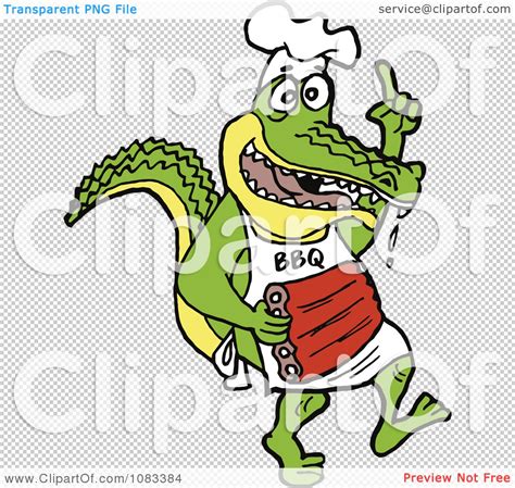 Clipart Chef Alligator Carrying Bbq Ribs Royalty Free Vector