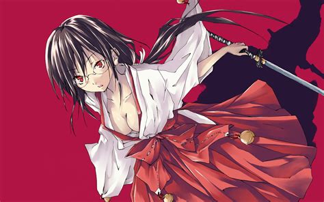 Black Haired Anime Character In White And Red Dress Hd Wallpaper Wallpaper Flare