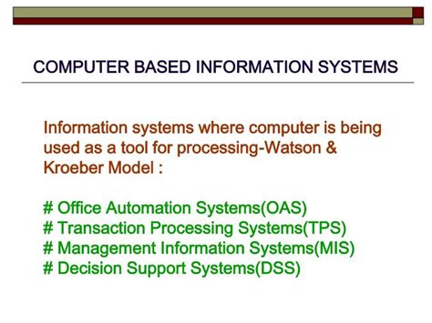 Founded in 1985, computer presentation systems develops, markets and supports software for home builders ranging in size from local entrepreneurs to regional builders to nationwide, nyse corporations. PPT - COMPUTER BASED INFORMATION SYSTEMS PowerPoint ...