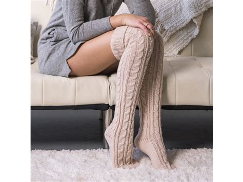women s cable knit over the knee socks