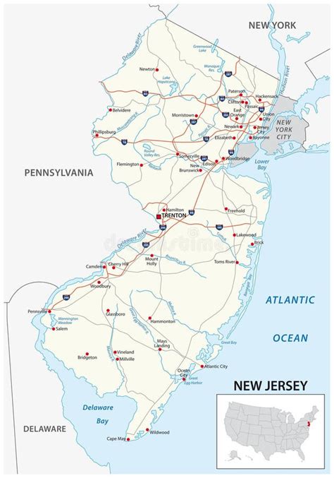 Mapa Administrativo E Político Do Esboço Do Estado De New Jersey Do