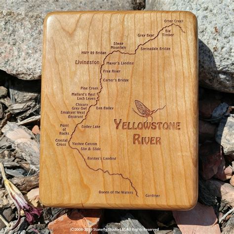 Yellowstone River Access Map Fly Box Personalized Custom Etsy Hand