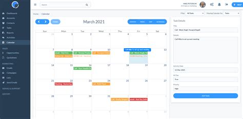Crm Calendars For Tasks Opportunities Really Simple Systems