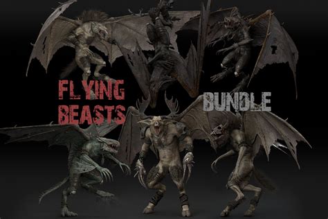 Flying Beasts Bundle 3d Creatures Unity Asset Store