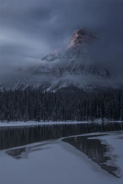 Winter Lake Ice Mountains Fog Forest Nature Winter Landscape Fantasy
