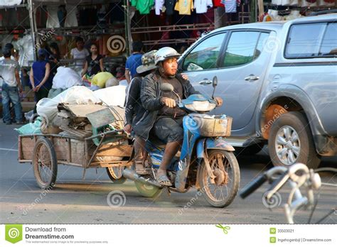 Transport On A Motorbike, Vientiane, Laos Editorial Photo - Image of ...