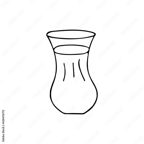 Vetor De Hand Drawn Turkish Tea Glass In Vector Doodle Turkish Tea