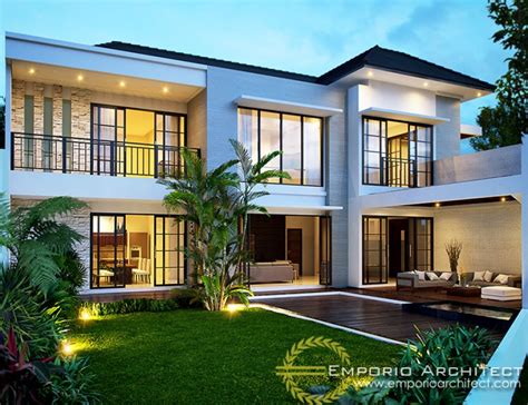 Desain Rumah 2 Lantai Style Modern Tropis Jasa Arsitek