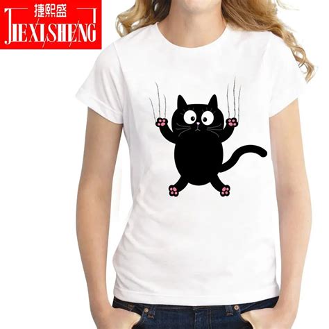 Summer Naughty Black Cat T Shirt Women Lovely Cartoon Shirt Good