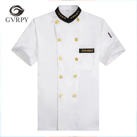 New Arrival White Chef Kitchen Cooking Workwear Clothes Short Sleeve T Shirts Restaurant Cozinha