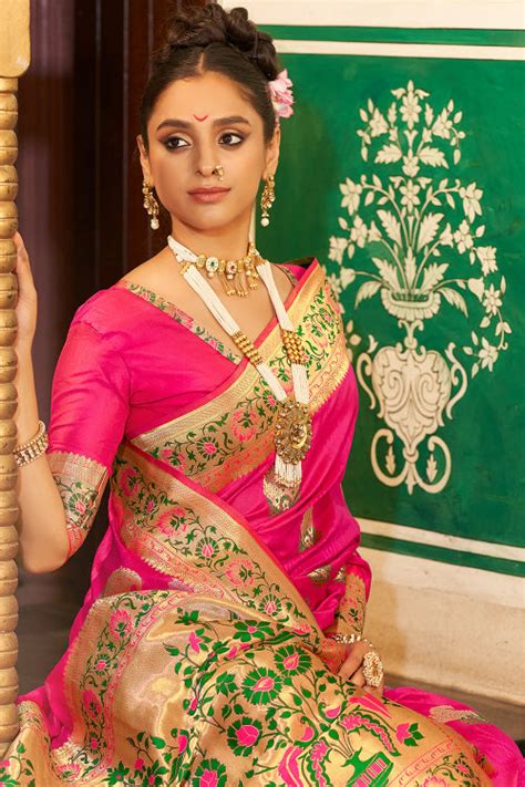 Buy Magenta Pink Paithani Saree Online Karagiri