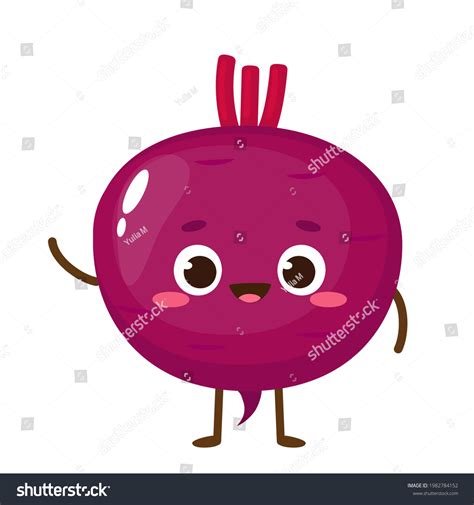 Cartoon Purple Beetroot Emoji Cute Beet เวกเตอร์สต็อก ปลอดค่า