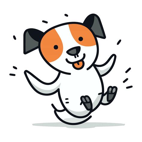 Cute Cartoon Dog Jumping Vector Illustration On A White Background