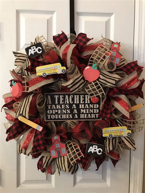 Teacher Wreath Teacher Appreciation Back To School Wreath Etsy