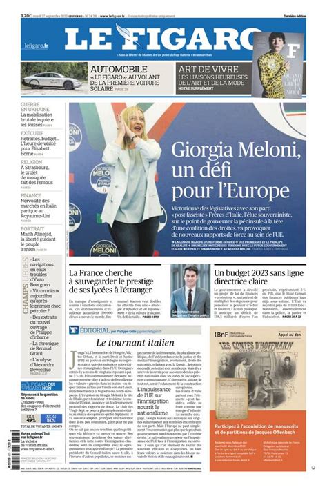 Le Figaro édition Numérique Du 27 Septembre 2022