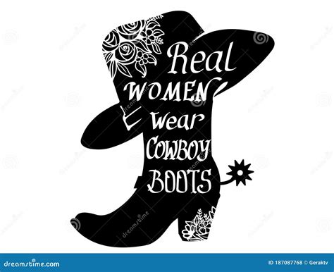 Cowboy Boot Silhouette With Text Vector Cowgirl Party Printable